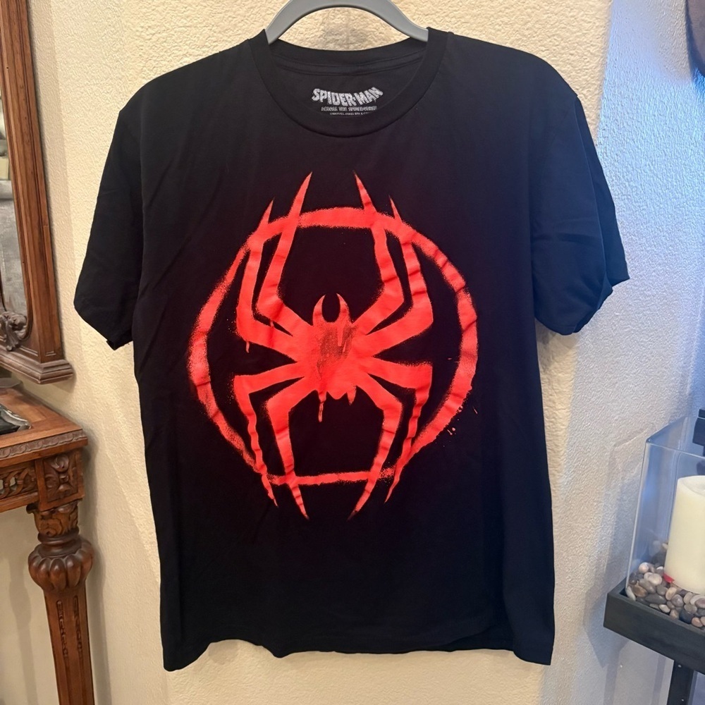 Marvel Spider-Man Black Graphic Front & Back T-Shirt Size Large